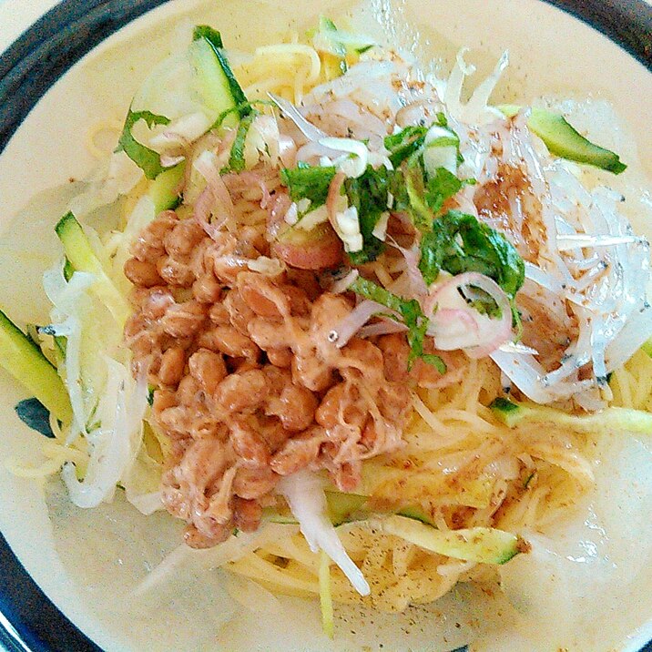 冬瓜と納豆☆生白魚の夏パスタ